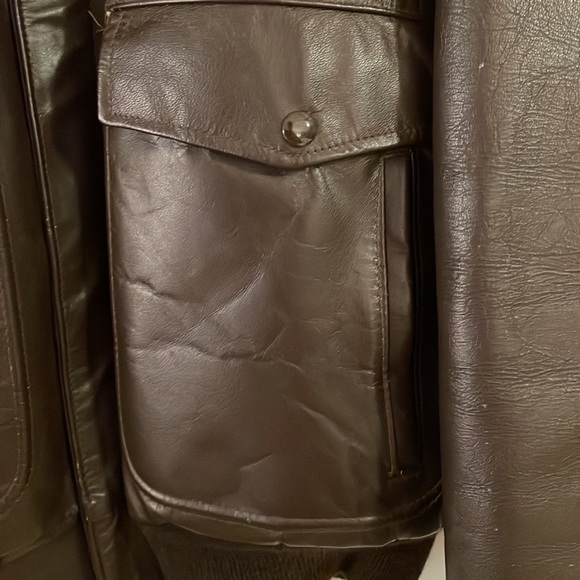 Vintage Sears Men’s Brown Leather Flight Style Jacket, 40 Regular - Picture 7 of 16